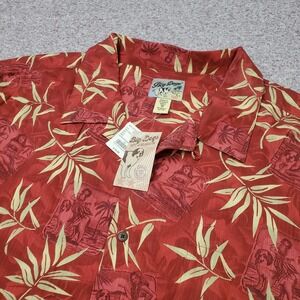 Big Dogs Men's 5X Floral Hula Dog Red Short Sleeve Button Up (New)  ($55)